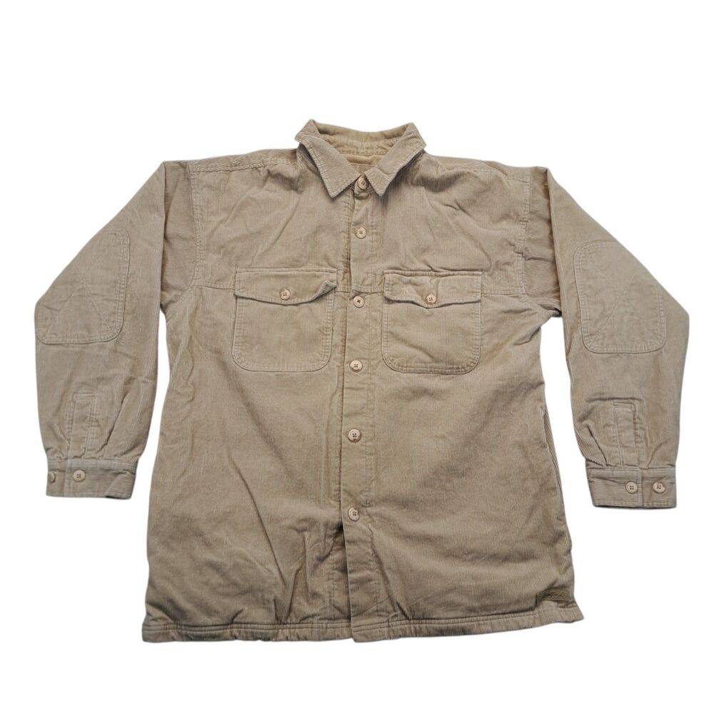 Life Is Good Jacket Mens L Tan Corduroy Lined Shirt Chore Coat Workwear